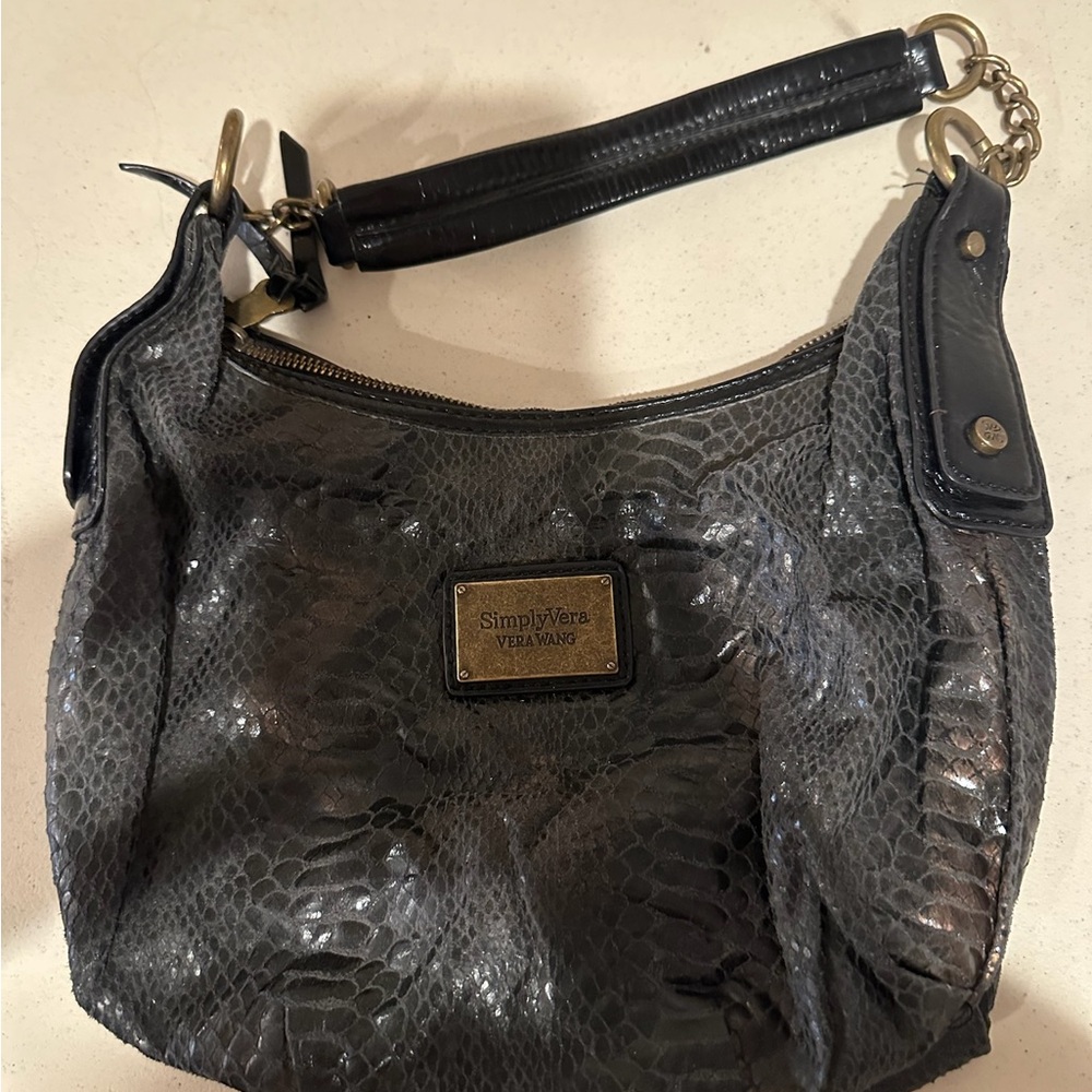 Simply Vera Vera Wang Black Textured Shoulder Bag